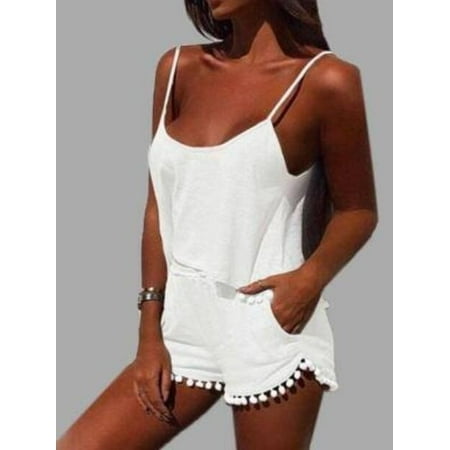 

Women Two Piece Spaghetti Strap Tops+Shorts Pajamas Sets