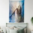 thumbnail image 4 of Medieval Tapestry, Old Ancient Fantastic Castle on the Hill Legendary Royal Stories of Middle Age Mist, Wall Hanging for Bedroom Living Room Dorm Decor, 40W X 60L Inches, Grey Blue, by Ambesonne, 4 of 5