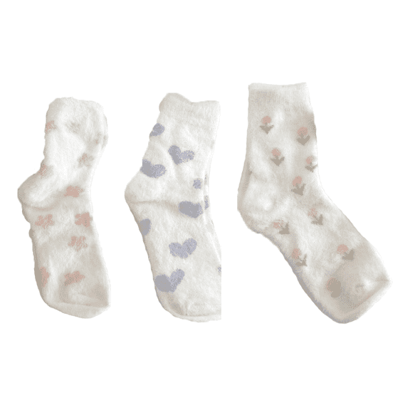 AUQ 3Pairs Socks Cute&Fashionable Fuzzy Socks,Unmatched Comfort Locks in Warmth Long Socks,Style1