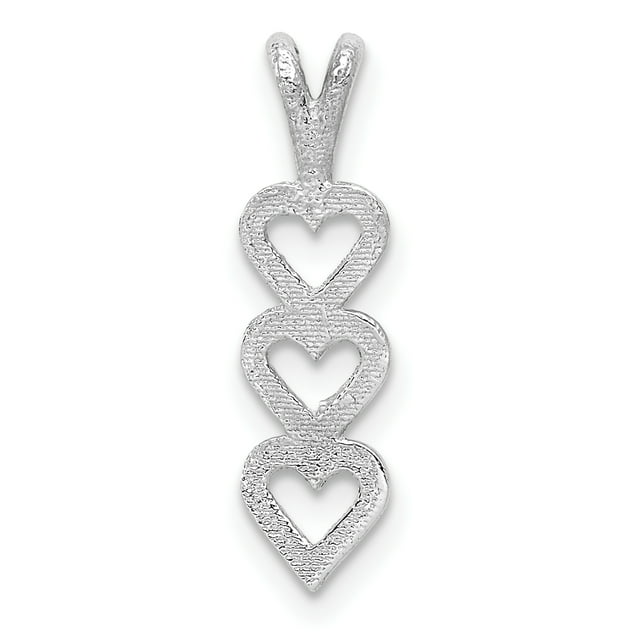 14k White Gold Triple Heart Necklace Charm Pendant Love Multiple