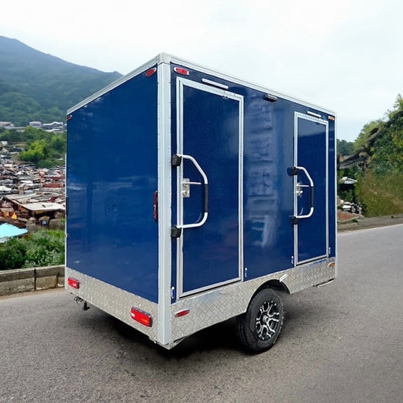 Goeasy Vehicle Blue 2-Station Restroom Trailer | Portable Mobile Toilet Trailer for Sale