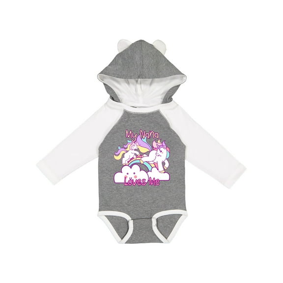 Inktastic My Nana Loves Me Unicorn Girls Long Sleeve Baby Bodysuit