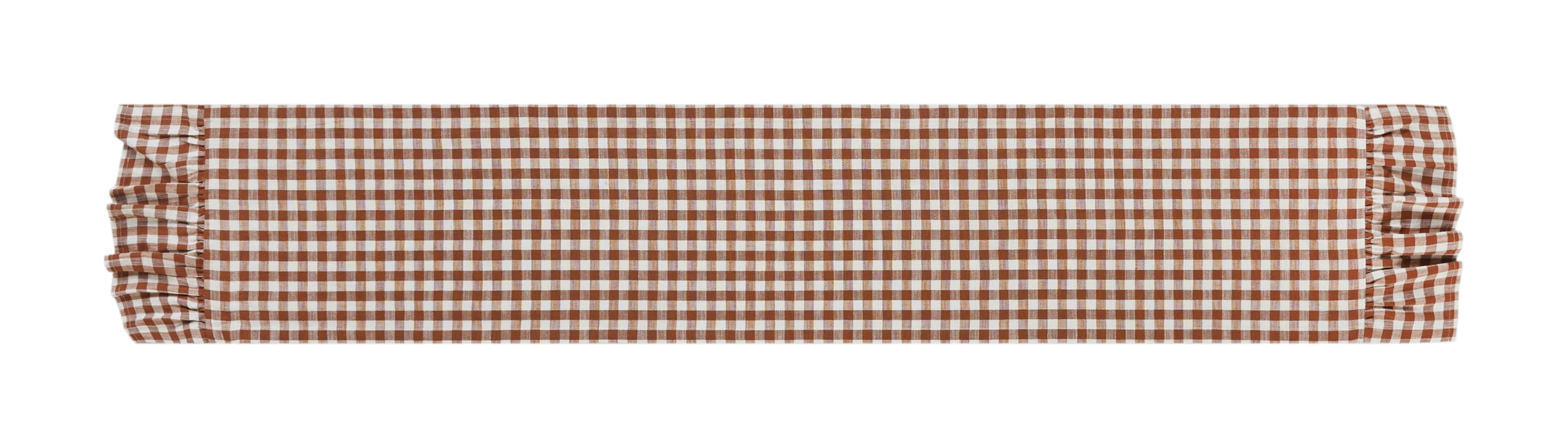 Harvest Gingham Ruffle 13" x 90" Table Runner - 100% Cotton, Rust Orange