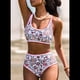thumbnail image 5 of Conjuntos de Bikini para Mujer con Estampado Floral, Trajes de Baño de Dos Piezas con Escote Redondo y Cintura Alta. Cártamo L, 5 of 8