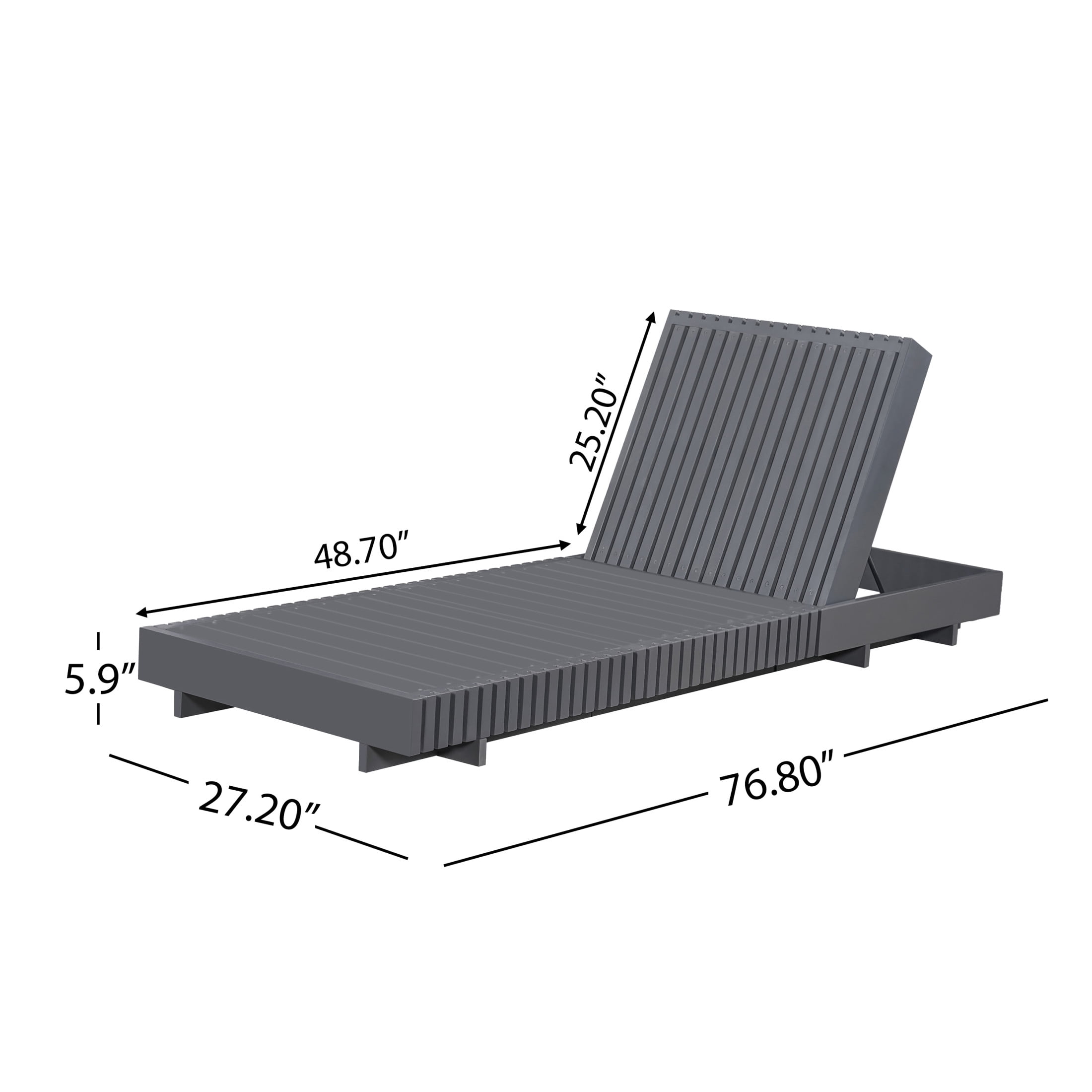 Christopher Knight Home Outdoor Chaise Lounge with 3-Fold Cushion, Adjustable Recliner, Dark Gray + Cream