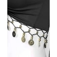 thumbnail image 6 of JanJean Women Glitter Bead Tassel Belly Dance Top Lace 3/4 Flared Sleeves Shawl Crop Tops Dancewear Black L, 6 of 7