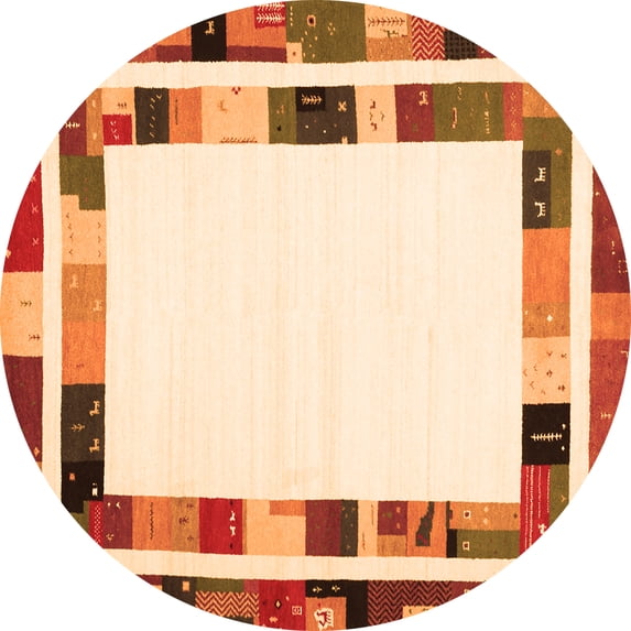 Ahgly Company Indoor Round Abstract Orange Contemporary Area Rugs, 3' Round