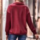 thumbnail image 3 of Blusa con cremallera para mujer, cuello en V, empalme simple, manga larga, hombro caído, sudadera con cremallera para mujer, rojo vino S, 3 of 5
