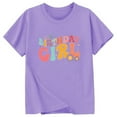thumbnail image 3 of LUOGENLI T-Shirt pour Filles Mode Décontractée Lettre Col Rond Manches Courtes T-Shirt Haut 5 Maxi Tops avec Shorts et Fente Violet 4-5 Ans, 3 of 3