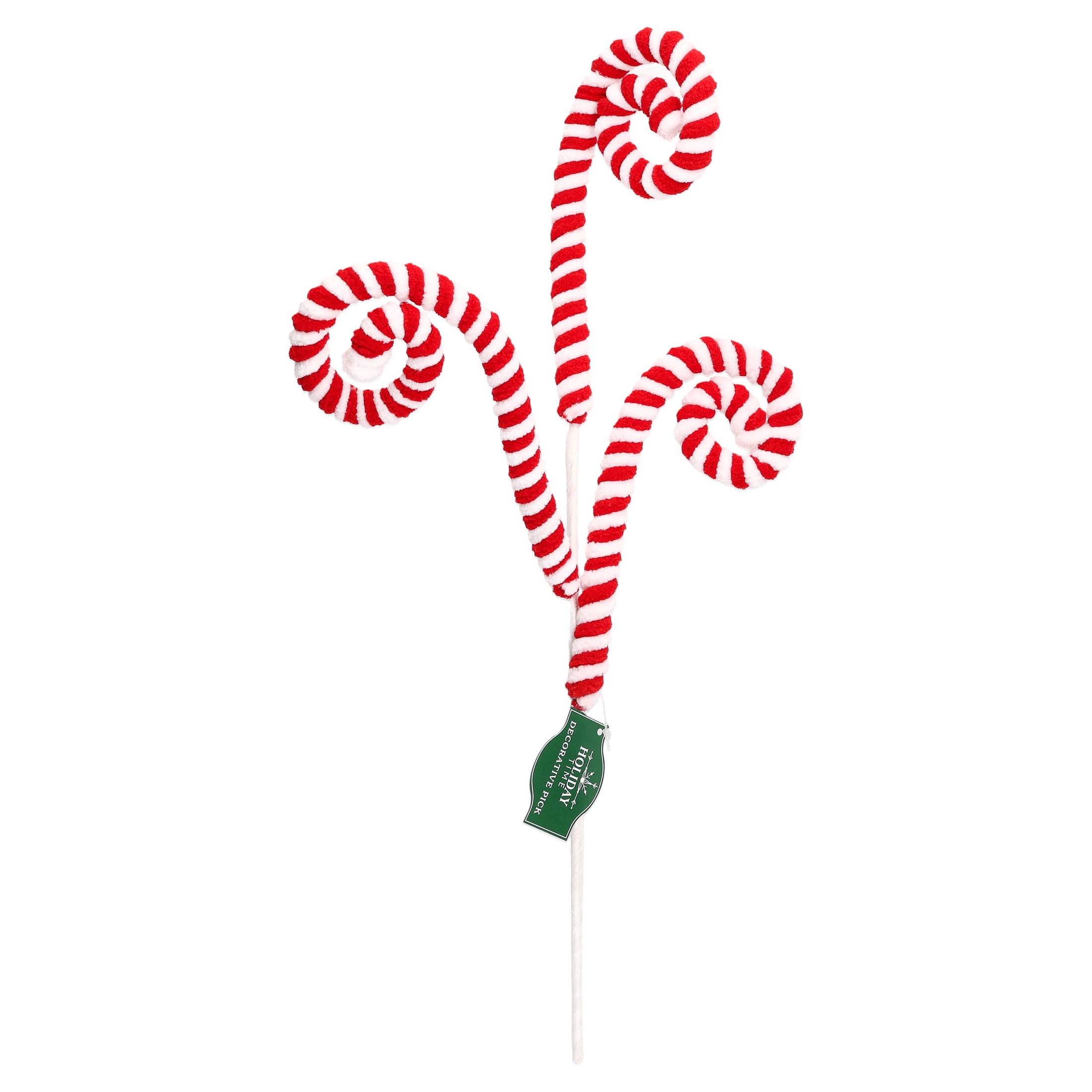 Red and White Candy Cane Swirl Decorative Christmas Pick, 19", by Holiday Time
