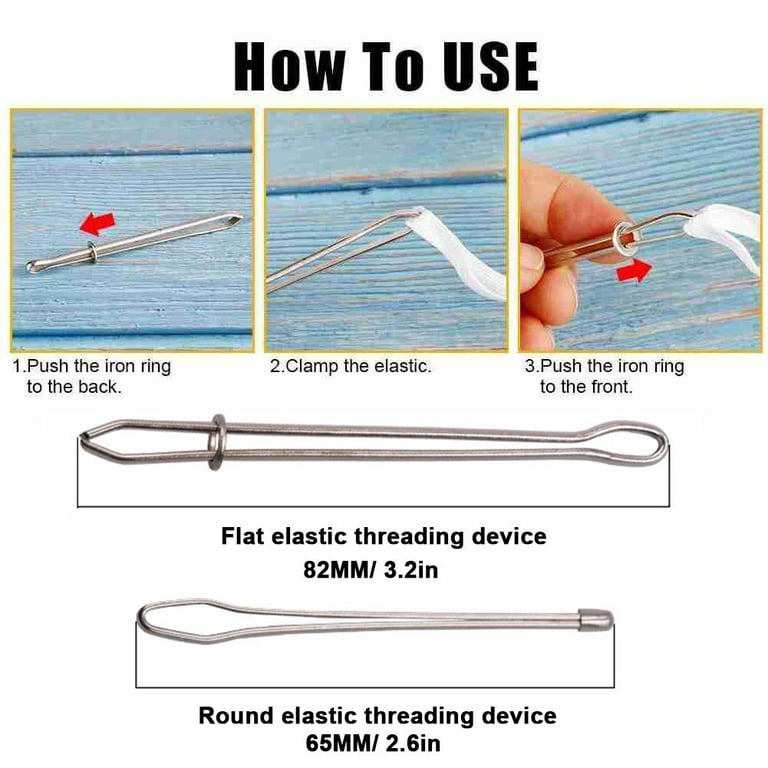 Drawstring Threader Tool Set Sewing Loop Flexible Long Drawstring Threader  Turner Hook Metal Tweezers for Knitting