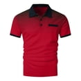 thumbnail image 2 of LRGSHF Men's Summer Polo Shirts Short Sleeve Golf Daily Pullover Slim Fit Gradient Print Tops With Chest Pocket Red M, 2 of 5