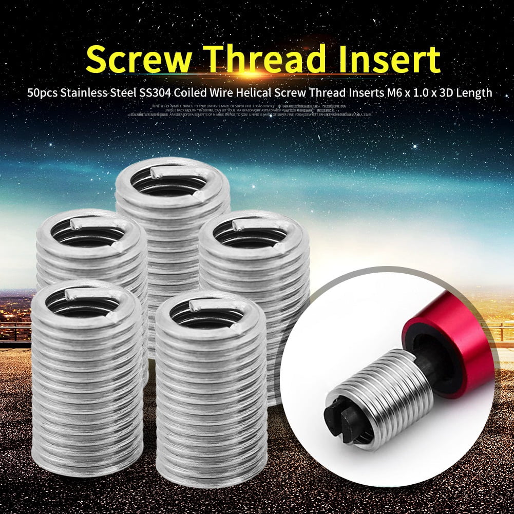 OTVIAP Helical Insert, Screw Thread Insert,50pcs Stainless Steel SS304