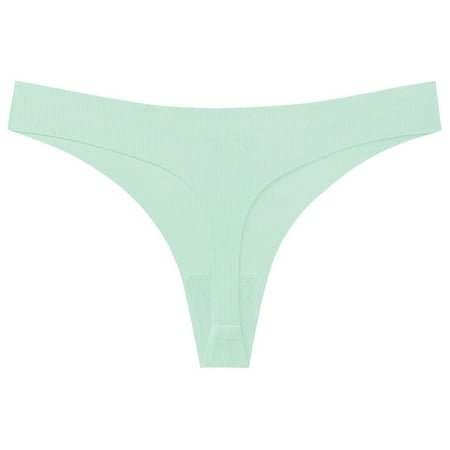 Dasayo Seamless Women Bras Clearance $3 Green Thong Cheeky G-String Solid Low Waist Panty Girls Hipster Underwear XS