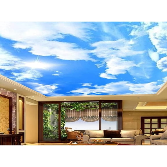 Custom Ceiling Sky Wall Mural Cloud Self-Adhesive Wallpaper Kids Room Bedroom Living Room Ceiling Backdrop Wall Mural$$Tools