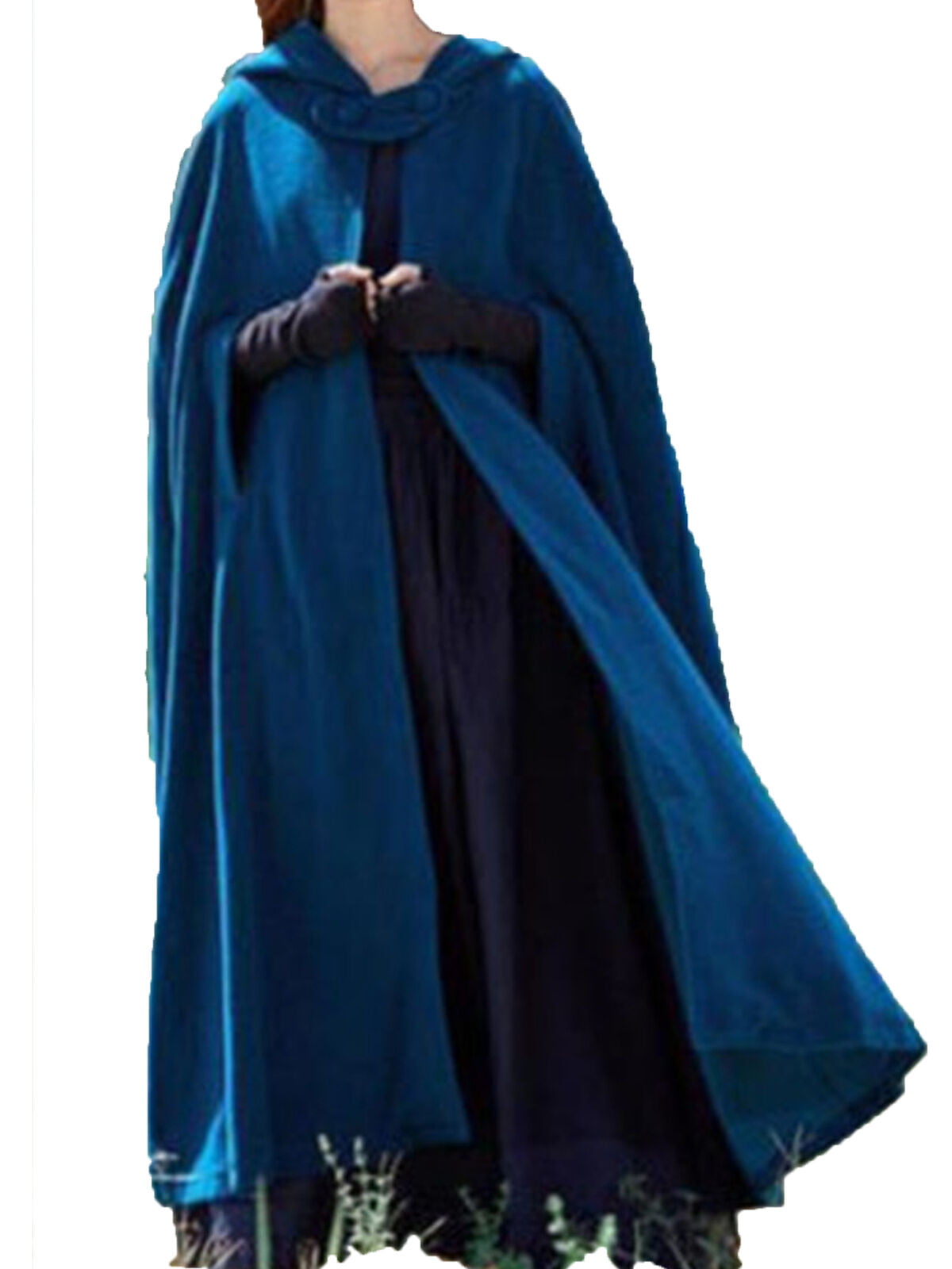 Women Sleeveless Loose Cape Coat Poncho Hooded Cardigan Cloaks Long Shawl 