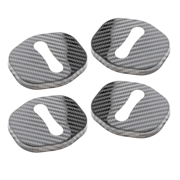 4 piezas de acero inoxidable para de puerta de coche, cubierta protectora de hebilla, accesorio de protección, Interior de Metal para color de grano de carbono Macarena Cubiertas de cerradura de puerta de coche