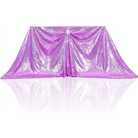 

XIACOCO-Lavender Sequin Tablecloth Rectangle 60X120 Shimmer Table Cloths Sparkle Glitter Decorations