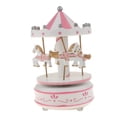 thumbnail image 2 of Wooden -Round Carousel Music Up Music Box Pink, 2 of 8