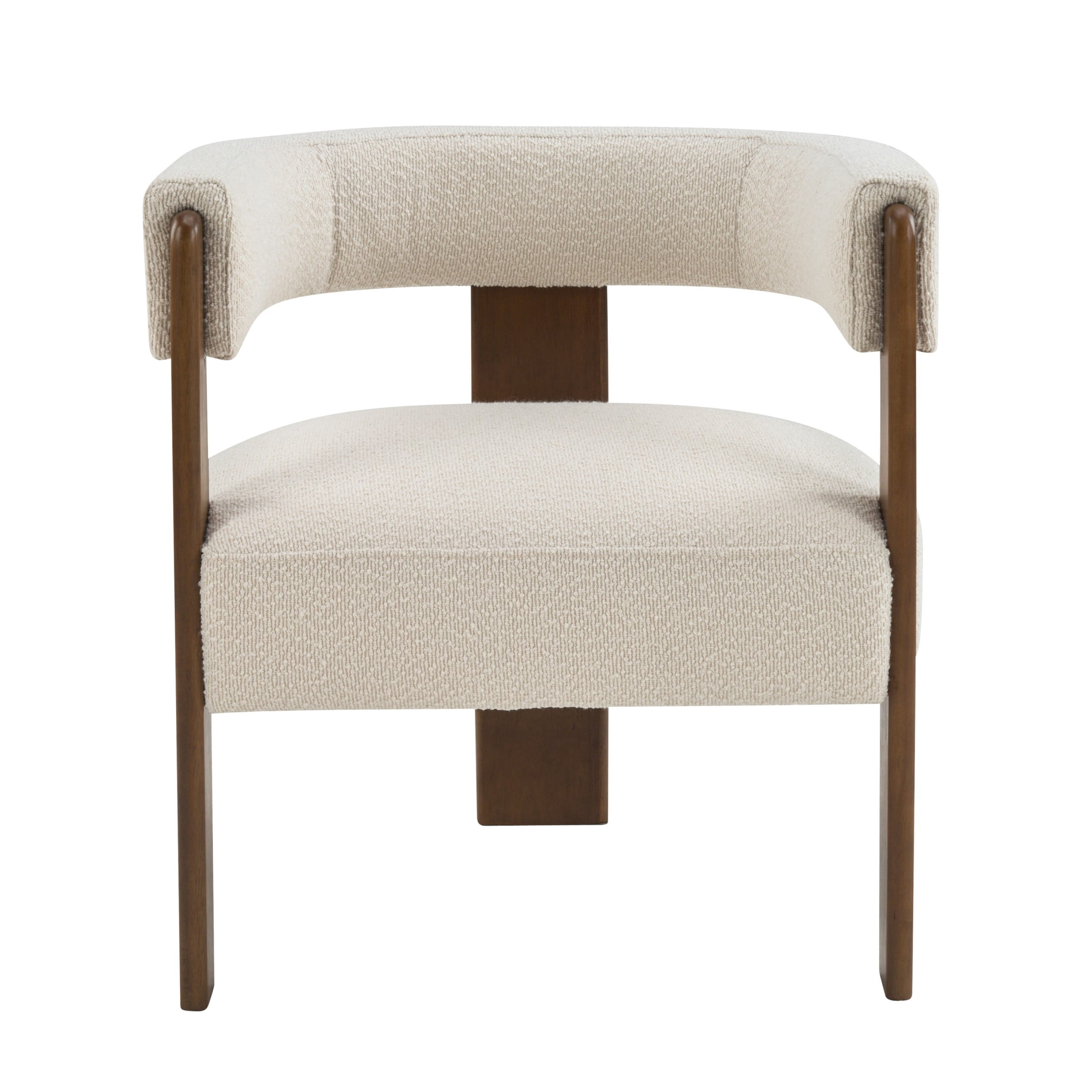 Christopher Knight Home Set of 2 Modern Boucle Dining Chairs with Curved Open Back, Beige+Dark Walnut