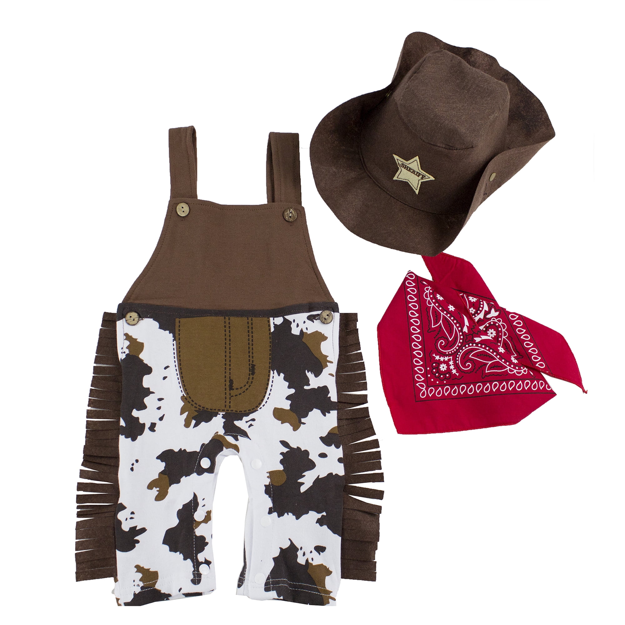 StylesILove Baby Boy Sheriff Cowboy Overalls, Hat and Handkerchief 3-pc (12-18 Months)