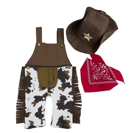 StylesILove Baby Boy Sheriff Cowboy Overalls, Hat and Handkerchief 3-pc (18-24 Months)