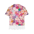thumbnail image 4 of Ruimatai Summer Cute Short Sleeve Girls Tops, Fashion Crewneck Floral Daisy Printed T Shirts with Lace Hem, Casual Kids Blouse Lace Tee Top Girls Clothes, 4 of 4