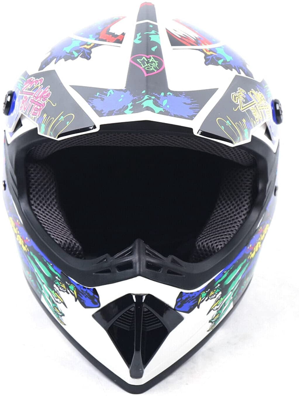 Motocross Helmet Unisex Multi-Color Off-Road Riding Helmet Motorcycle Helmet with Gloves Goggles (L)