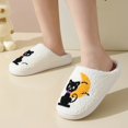 thumbnail image 2 of LIJCC Women Men House Slippers Black Cat Moon Graphic Retro Plush Soft Comfy Warm Plush Slip on Fluffy Memory Foam Home Sippers for Winter Indoor Outdoor, 2 of 8