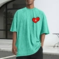 thumbnail image 5 of qucoqpe Valentine's Day Shirts for Men Fashion Heart Love Printed Crew Neck Short Sleeve Casual Loose Tee Tops Blouse, 5 of 5
