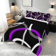 thumbnail image 3 of Manfei Black Purple Circle Full Size Comforter Sets,Aesthetic Minimalist Bedding Comforter Set, Black Reversible 3-Piece, 1 Comforter and 2 Pillowcases, 3 of 6