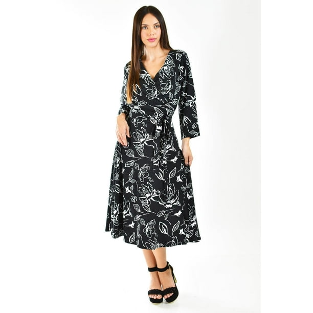 Vestido estampado hojas Roman Fashion /Juvenil, 1002 (Negro) negro CH