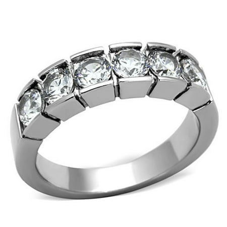 1.50 CT ROUND CUT CZ STAINLESS STEEL 316 WEDDING Band RING WOMEN'S Size