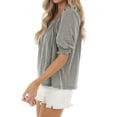 thumbnail image 3 of Square Neck Womens Casual Puff Half Sleeve Tops Pleated T Shirts, 3 of 4