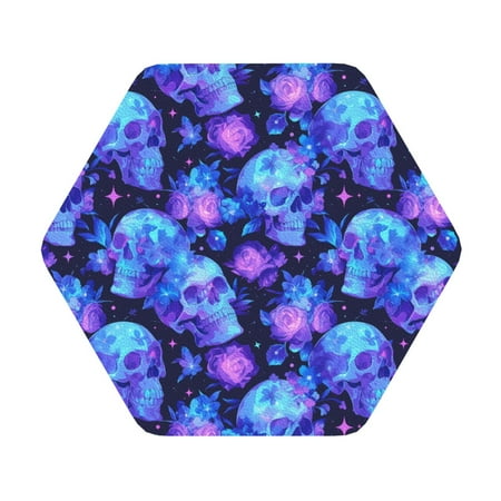 

Lukts Skull flower star sky Leather Drinks Coasters Set of 4 Suitable or Drinks Furniture Protection and Easy Clean up