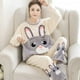 thumbnail image 3 of Conjunto de Pijamas de franela para mujer, ropa de dormir de conejo, Negligee, plantas, lencería de invierno, Kawaii, dibujos animados, 3 of 4
