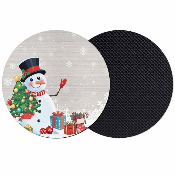 Snowman Christmas Coasters Set of 2, Absorbent Coasters for Drinks, Gifts Xmas Tree Winter Snowflake Coaster for Desk Coffee Table Protection, Home Decor House Warming Gifts 4"