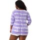 thumbnail image 5 of Women's Plus Size T-shirt Tye Dye Side Slit 3/4 Sleeve Stripe Top Purple 1X, 5 of 7