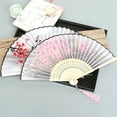 thumbnail image 2 of Folding Fan Anti-deform Chinese Style Bamboo Tassel Flower Printed Handheld Fan for Home, 2 of 7