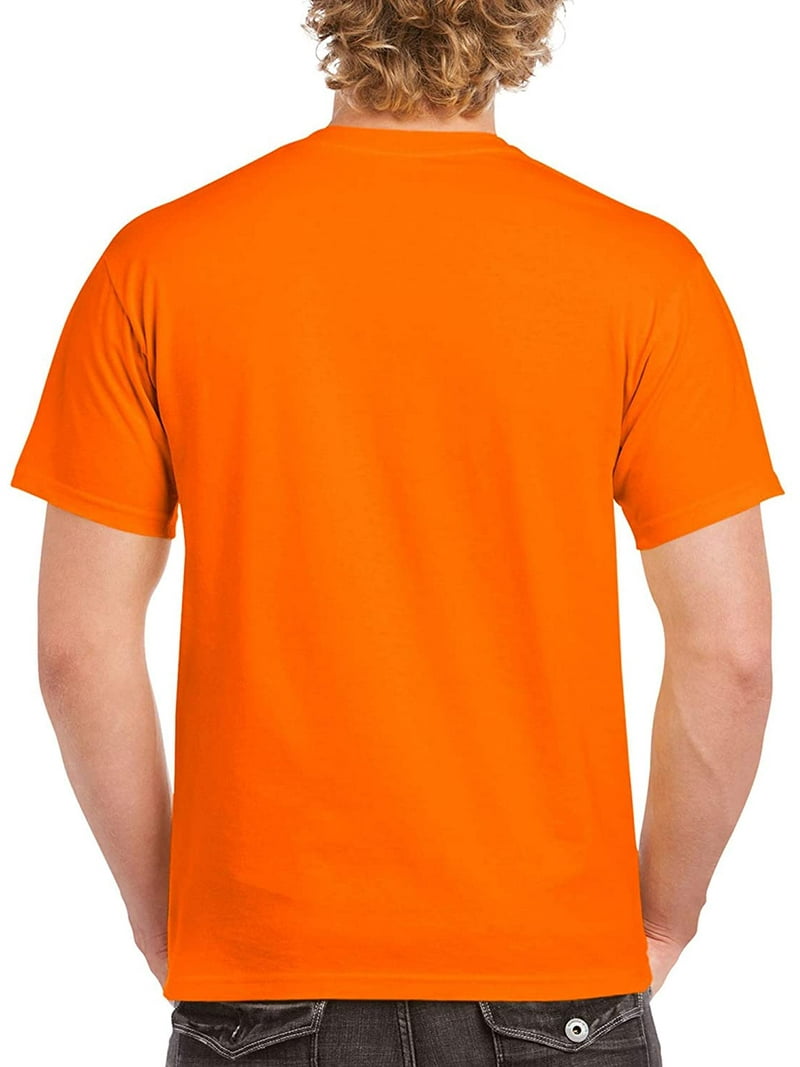 ♡orange♡ Gildan Mens Heavy Cotton T-Shirt , 3XL, Safety Orange (Pack of 2