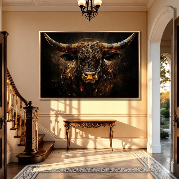 Amber Bull Art Abstract Animal Wall Decor, 8x12 UNFRAMED
