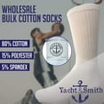 thumbnail image 6 of Yacht & Smith Mens Wholesale Bulk Cotton Socks, Athletic Sport Socks Shoe Size 10-13 (120 Pairs White), 6 of 7