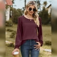 thumbnail image 5 of IWEMEK Women Blouses Leisure Softness Waffle Knit Shirt Fancy Going Out Tunics Tops Workout Jersry Baggy Tees Size S, 5 of 7