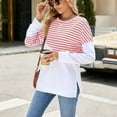 thumbnail image 5 of BangWanChi Long SLeeve Shirts for Women Women's Casual Striped Long-Sleeved Crew-Neck Tops, 5 of 5