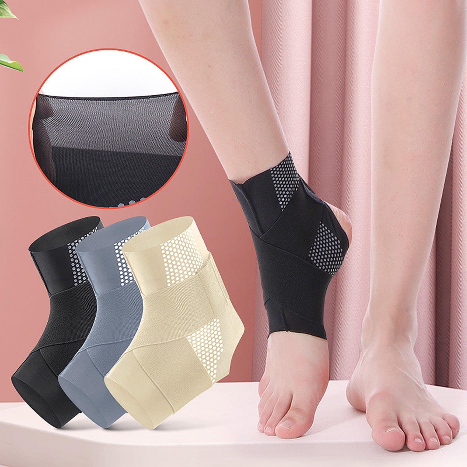 LeKY 1Pc Ankle Brace Compression Elastic Bandage Open Heel Sweat