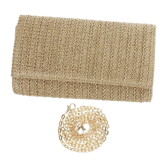 GOOHOCHY Summer Vacation Handbag Beach Party Purse Woven Wallet Small Shoulder Bag Women's Clutch Handbags Artificial Straw Shoulder Handbag Woven Evening Bag