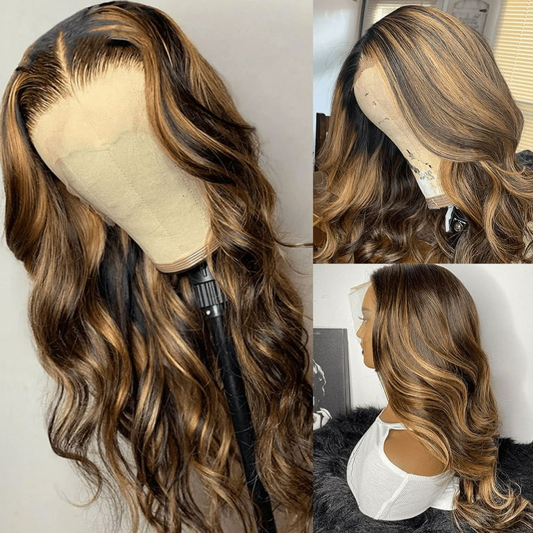 ●ONE BRILLIANT● RemyOB429Brown Remy-OB429-Brown Highlight Bundles With Closure Brazilian Ombre Body Wave