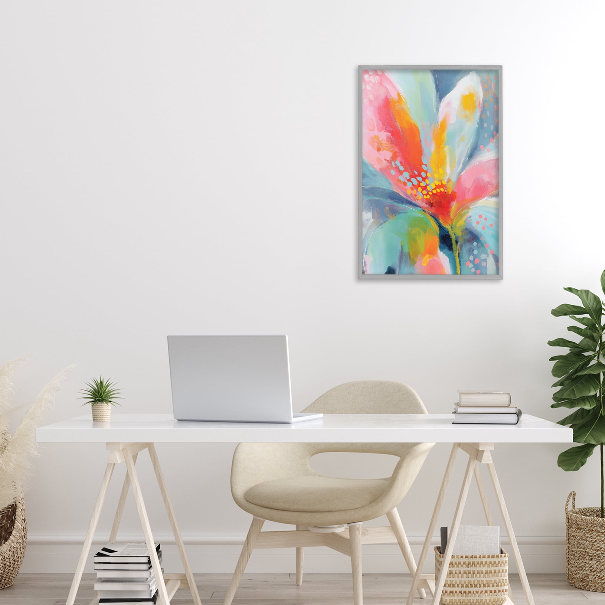 Stupell Industries Dotted Bloom Expression Gray Framed Giclee Art, design by Chromatic Storm Studio