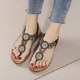 thumbnail image 4 of Women's Summer Sandals Casual Comfortable Flip Flops Beach Shoes Ankle T-Strap Thong Elastic Open Toe Flat Sandals for Beach Wedding, 4 of 6