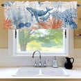 thumbnail image 6 of Ocean Whale Window Valance for Kitchen, Summer Orange Blue Sea Animal Corals Starfish Rod Pocket Short Curtain for Small Windows, Light Filtering Decorative Valance, 42 x 18 Inch, 1 Panel, 6 of 9